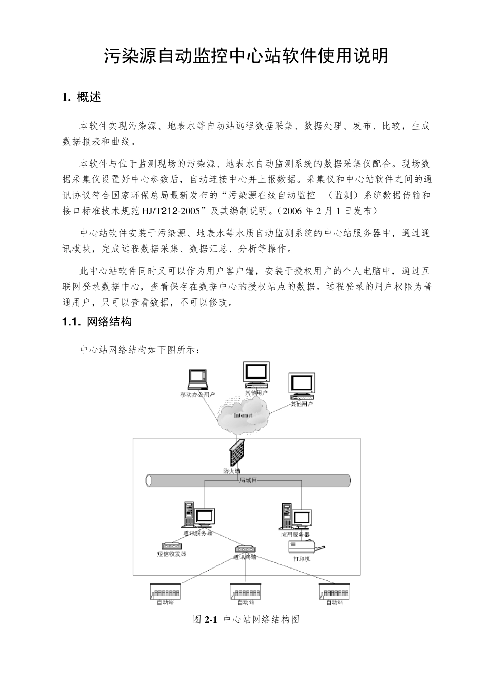 污染源自动监控中心管理系统软件使用说明书_第1页