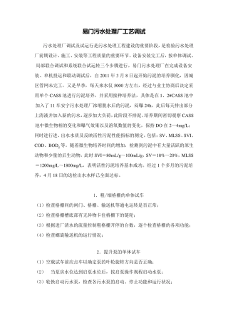污水处理厂调试运行