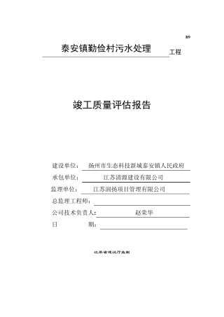 污水处理工程监理评估报告