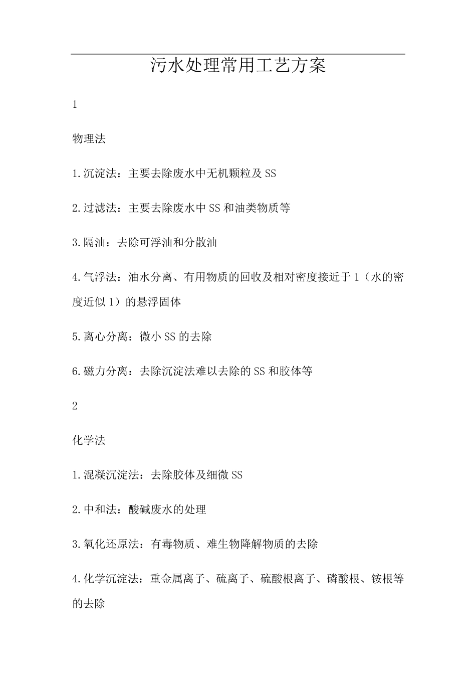 污水处理常用工艺方案_第1页