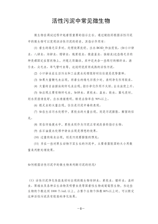 污水处理微生物指示作用