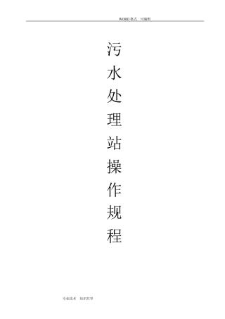 污水处理站操作规程完整