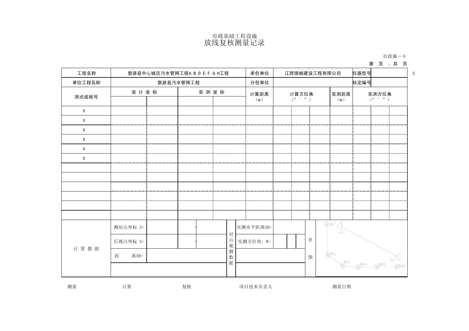 污水管网施工放线测量记录表_第3页