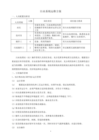 污水系统运维方案