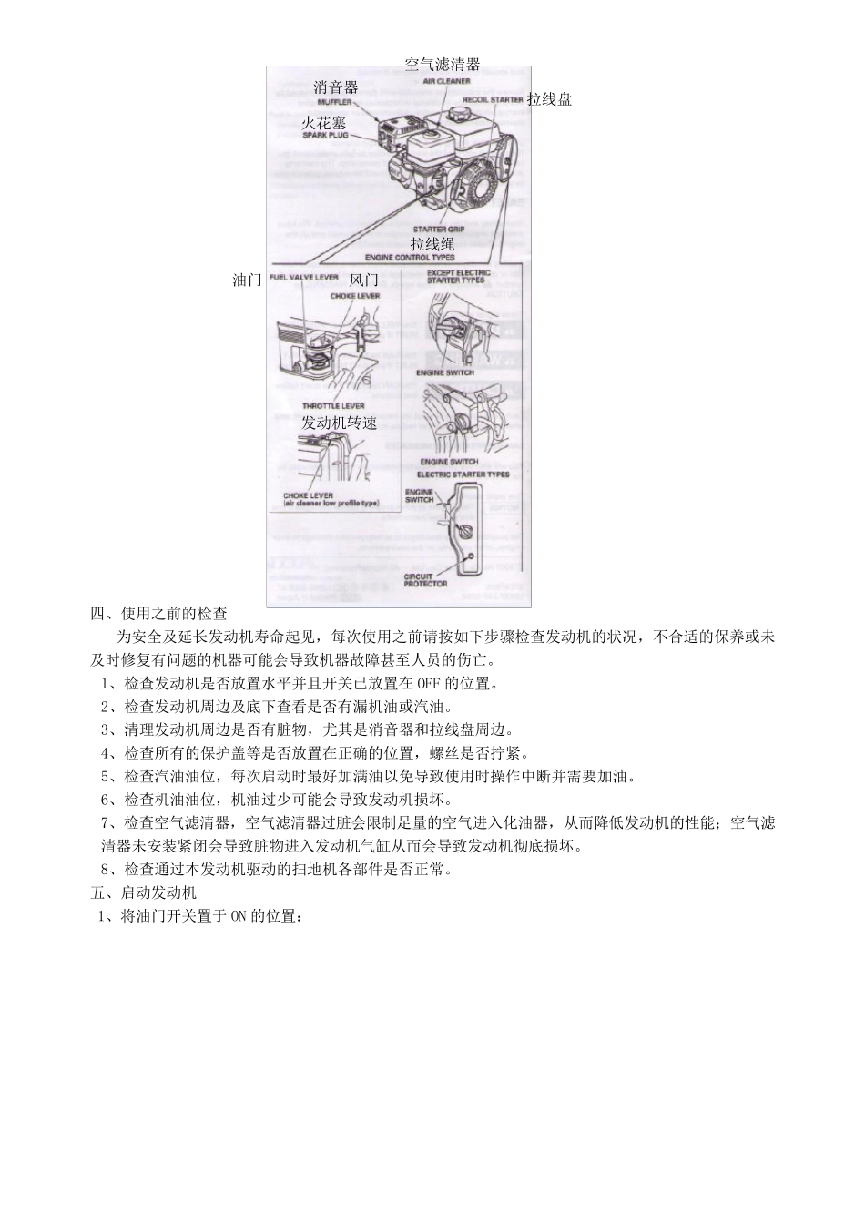 汽油扫地机使用的本田GX120汽油发动机中文使用说明书_第2页