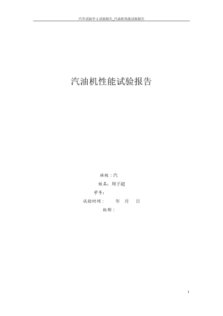 汽油机速度负荷特性试验报告