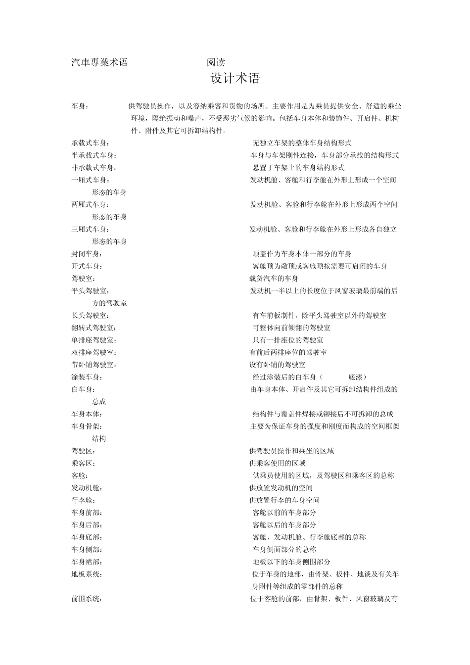 汽车专业术语及英文_第1页
