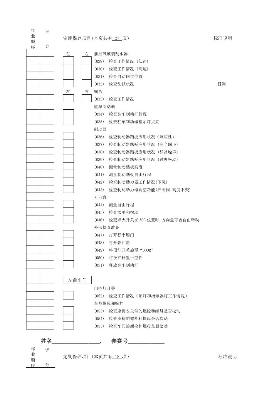 汽车二级维护项目作业表_第2页