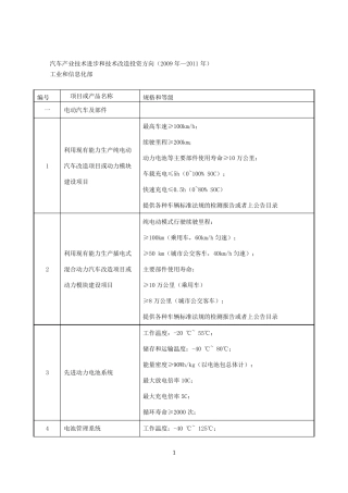 汽车产业技术进步和技术改造投资方向