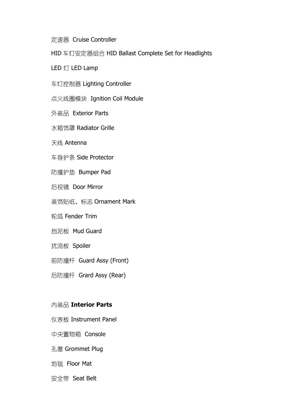 汽车全部零部件中英文对照_第3页