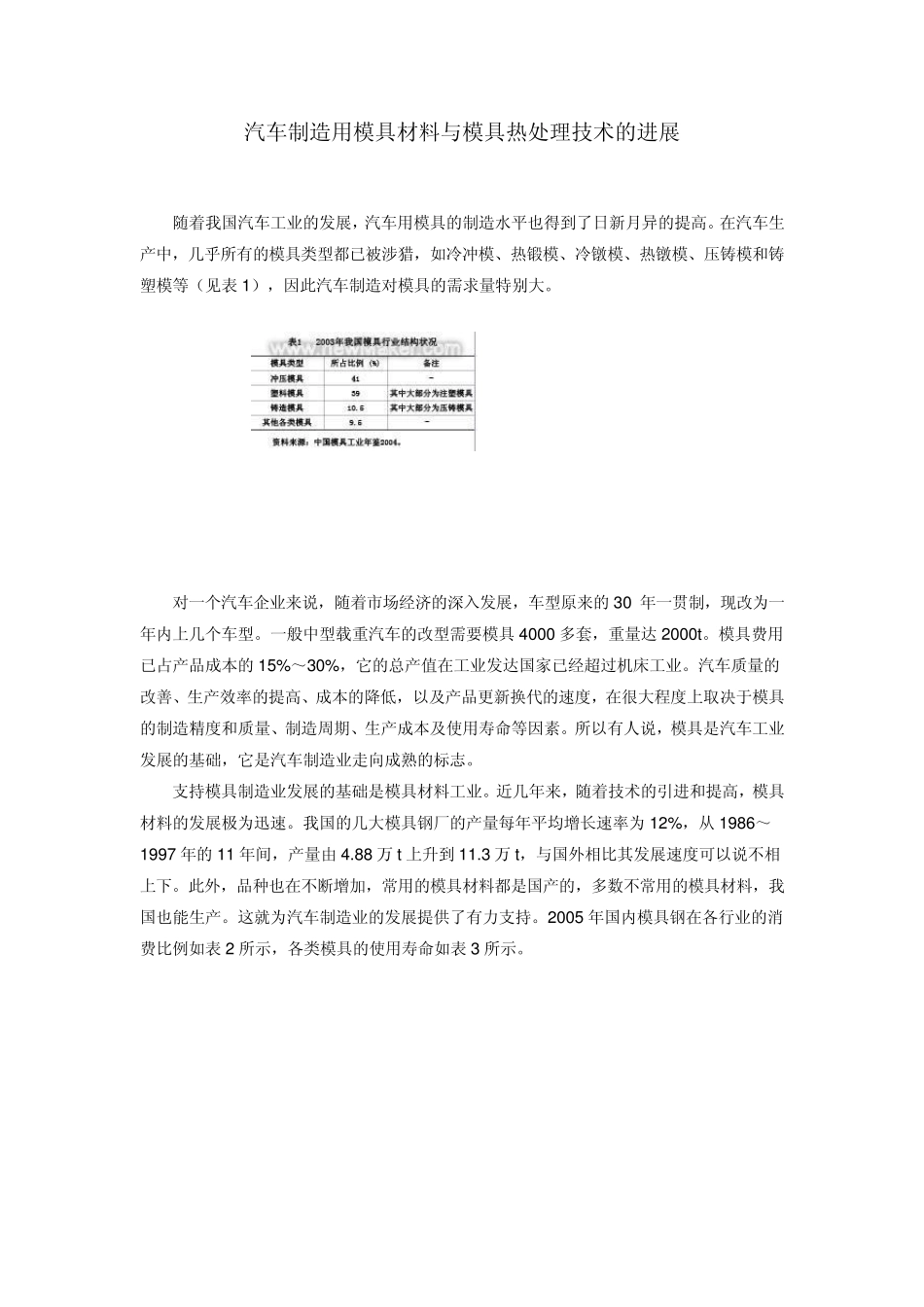 汽车制造用模具材料与模具热处理技术的进展_第1页