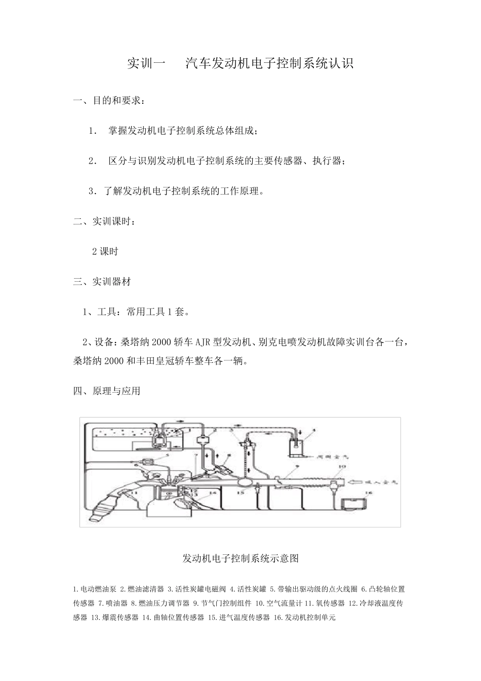 汽车发动机电子控制系统实训指导书_第1页