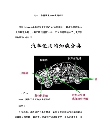 汽车各种油液的检查与更换