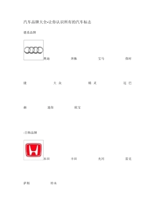 汽车品牌大全让你认识所有的汽车标志