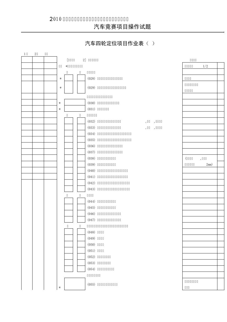 汽车四轮定位项目作业表团体OK_第2页