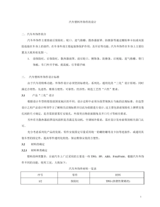 汽车塑料外饰件的设计