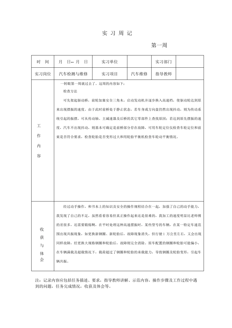 汽车实习周记_第3页