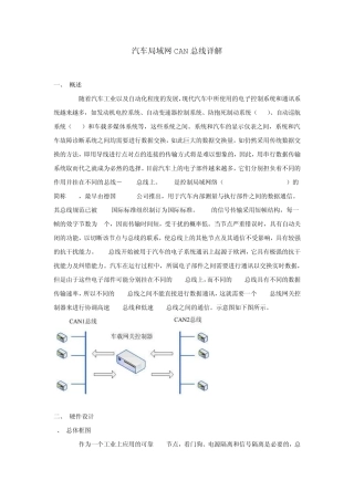 汽车局域网CAN总线详解