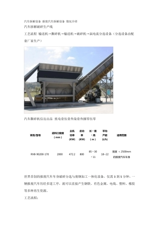 汽车拆解设备报废汽车拆解设备情况介绍
