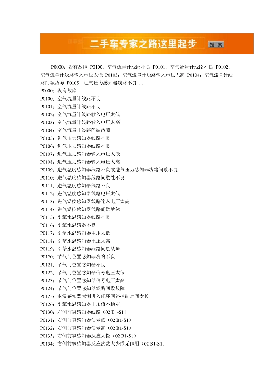 汽车故障代码表_第1页