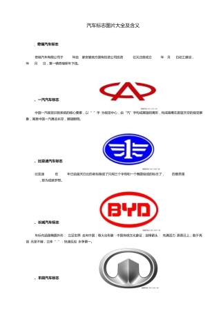 汽车标志图片大全及含义