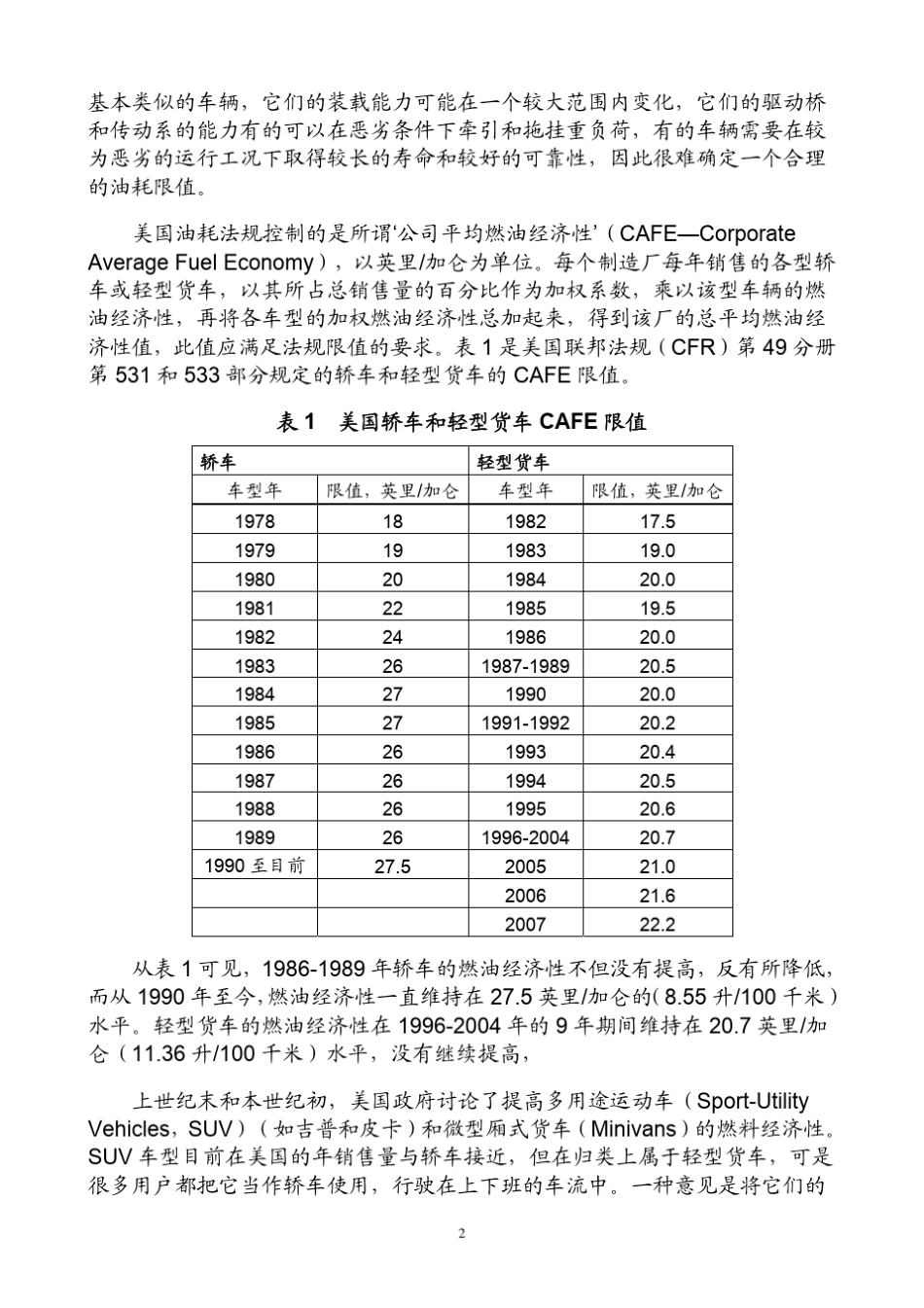 汽车油耗标准及技术法规的现状与发展_第2页