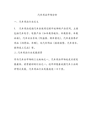 汽车用品市场分析