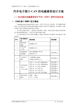 汽车电子CAN接口的EMC设计方案