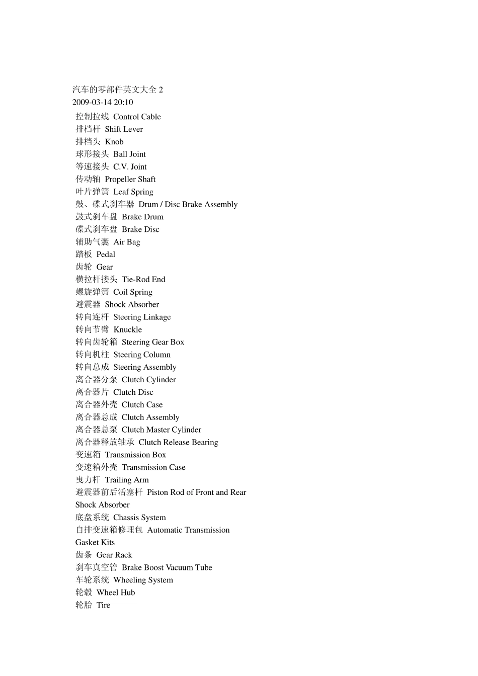 汽车的零部件英文大全2_第1页