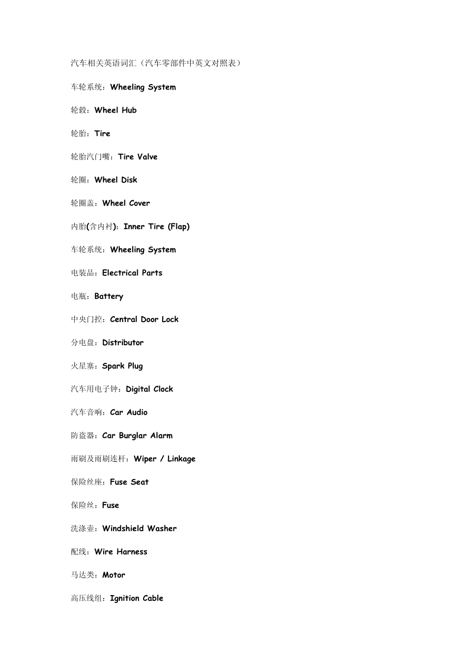汽车相关英语词汇_第1页