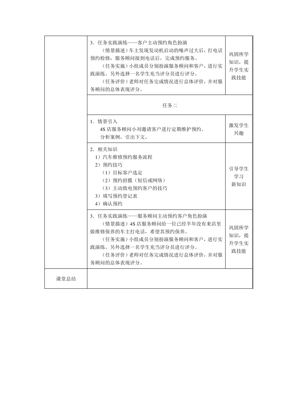 汽车维修服务接待(教案)_第3页