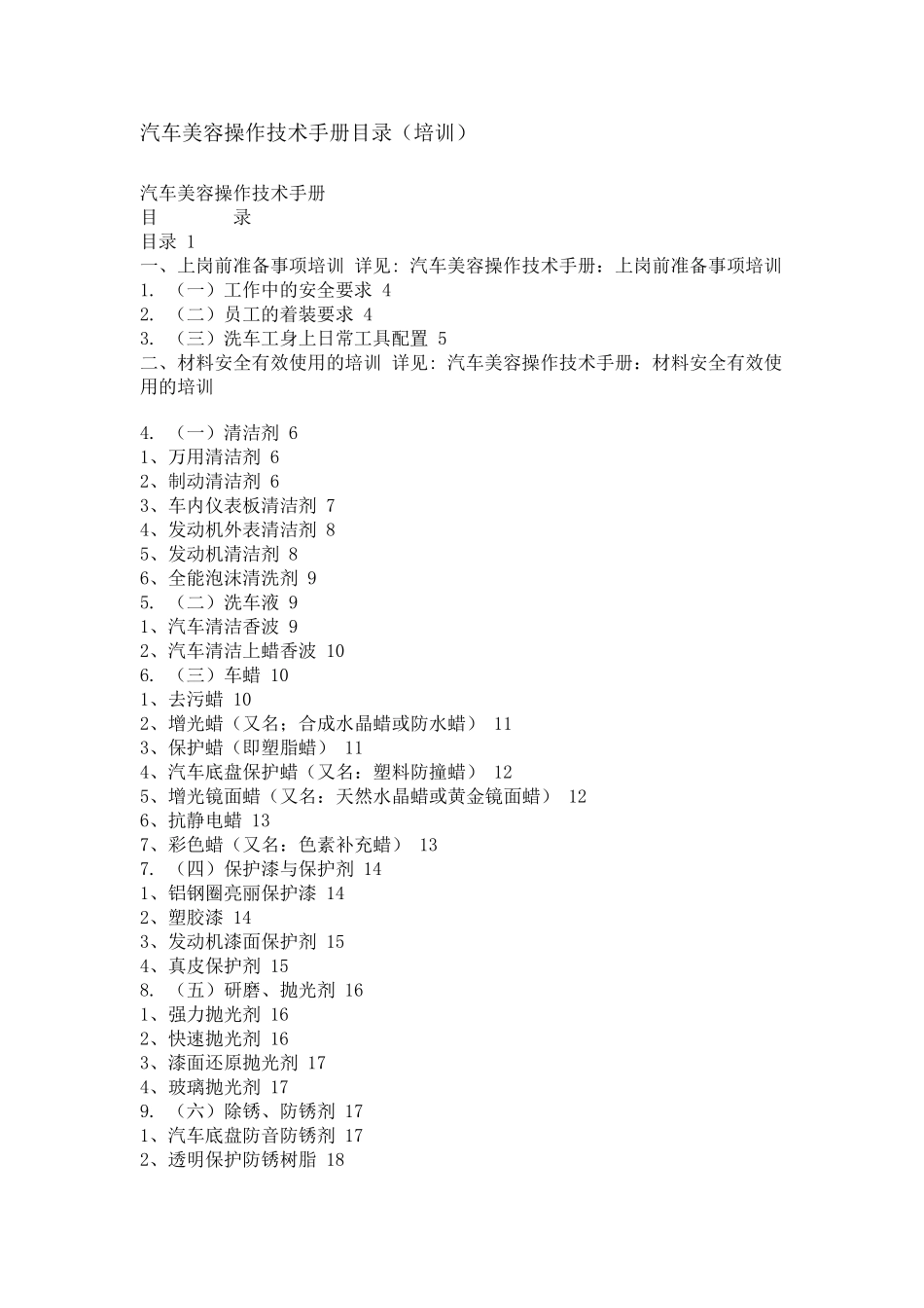 汽车美容操作技术手册目录_第1页