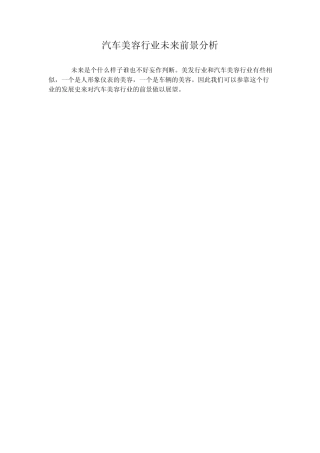 汽车美容行业未来前景分析