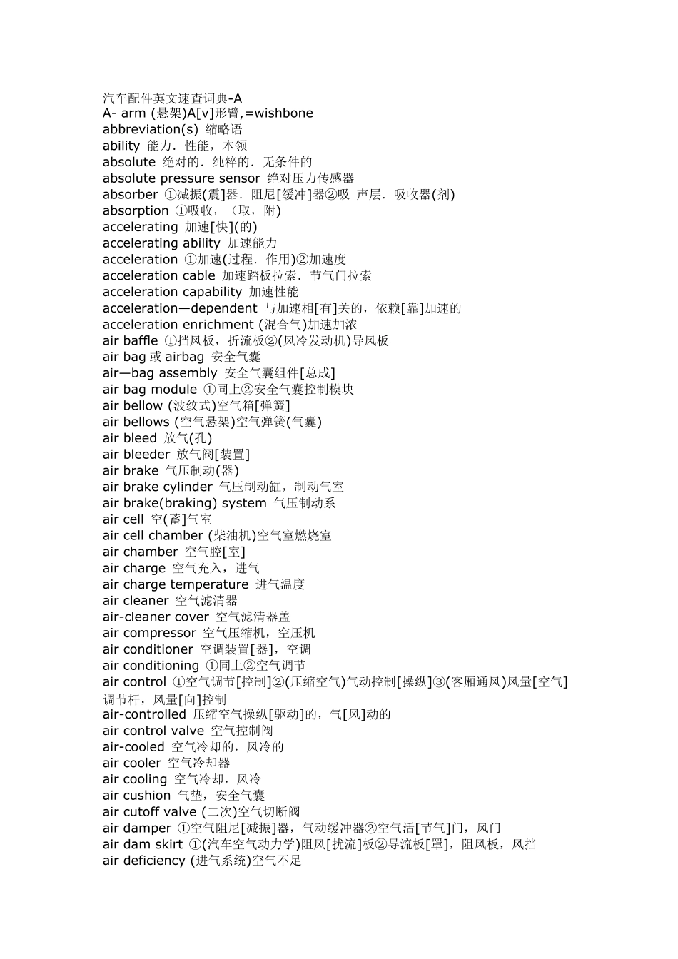 汽车英语专业词汇_第1页