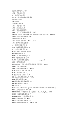 汽车英语缩写大全