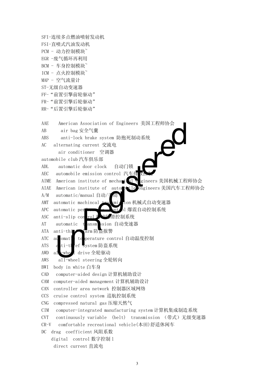 汽车行业的英文缩写(中文含义)对应表_第3页