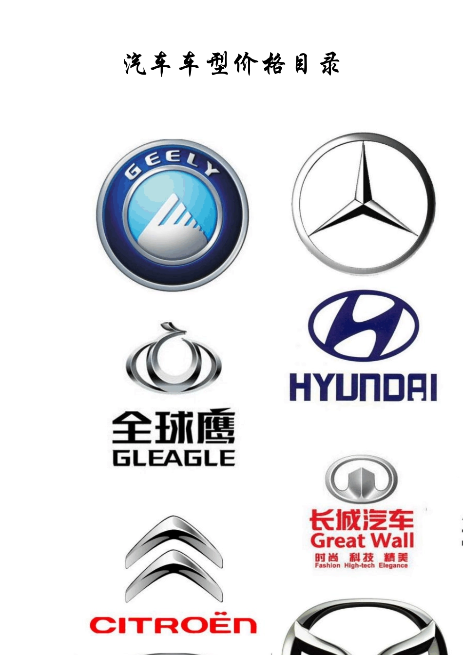 汽车车型价格目录2010_第1页