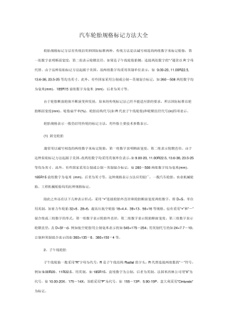 汽车轮胎规格标记方法
