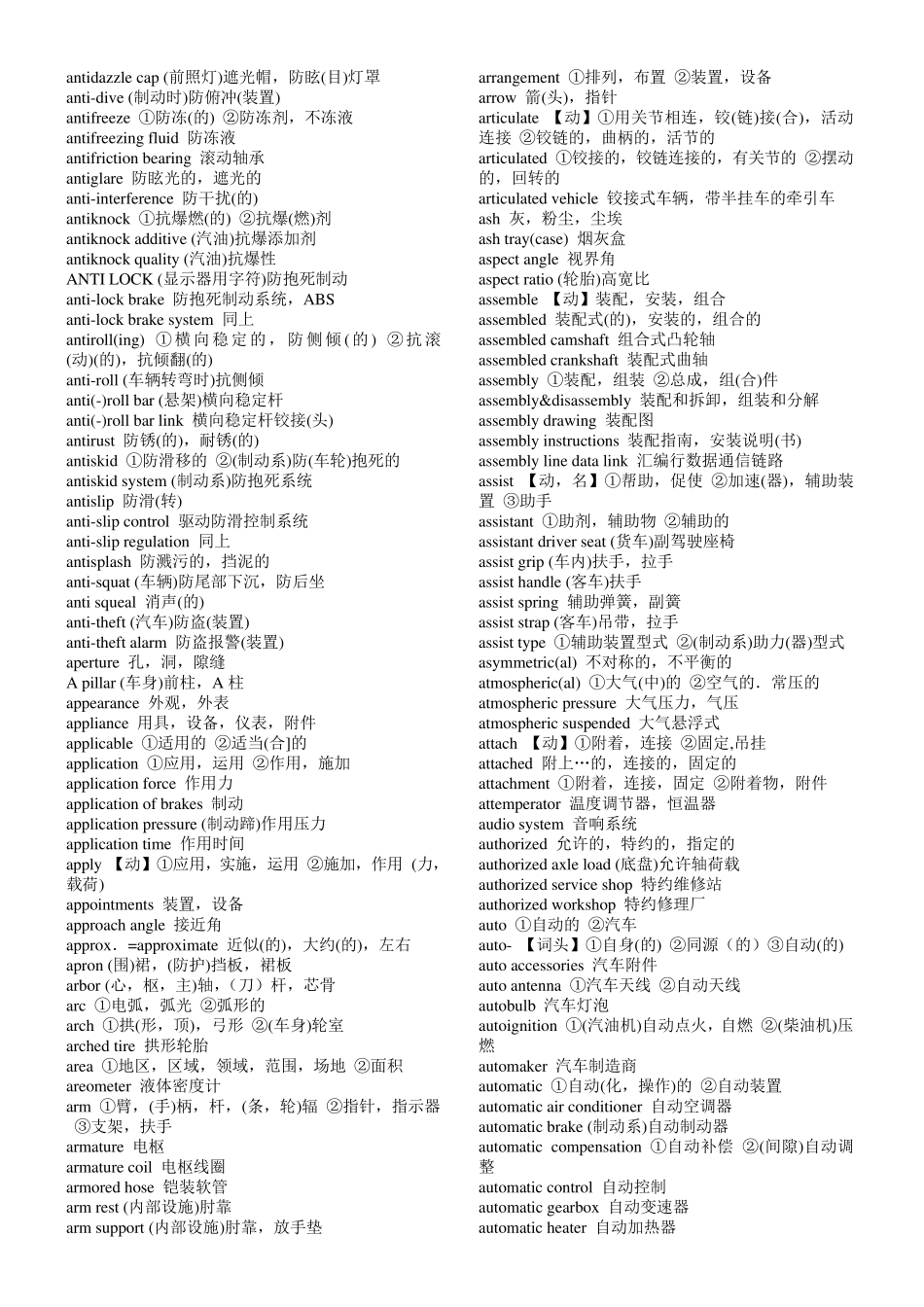 汽车配件英语词汇大全_第2页