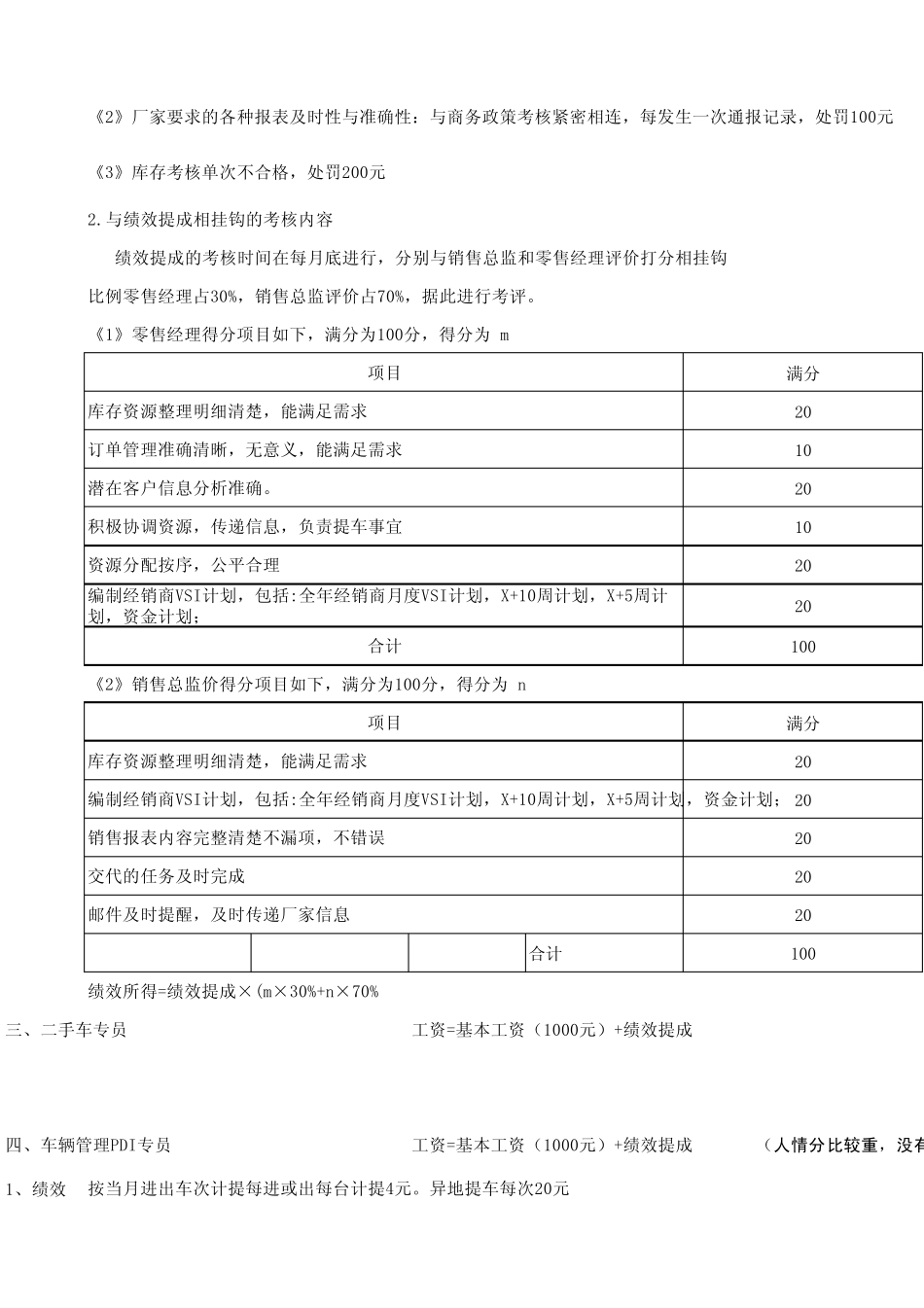 汽车销售4s店销售部工资考核方案_第3页