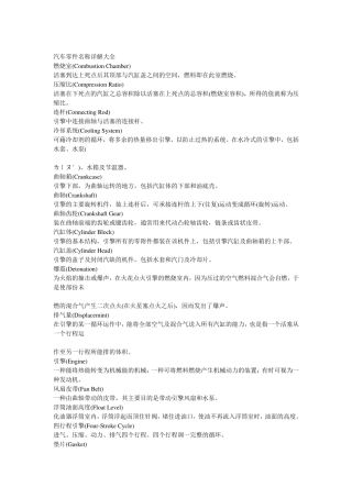 汽车零件名称详解大全