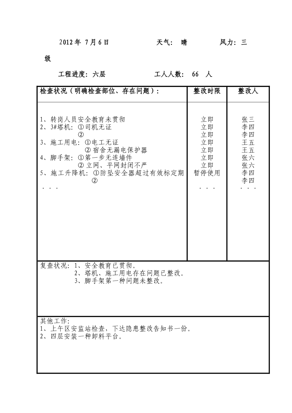 2025年安全员施工日志_第1页