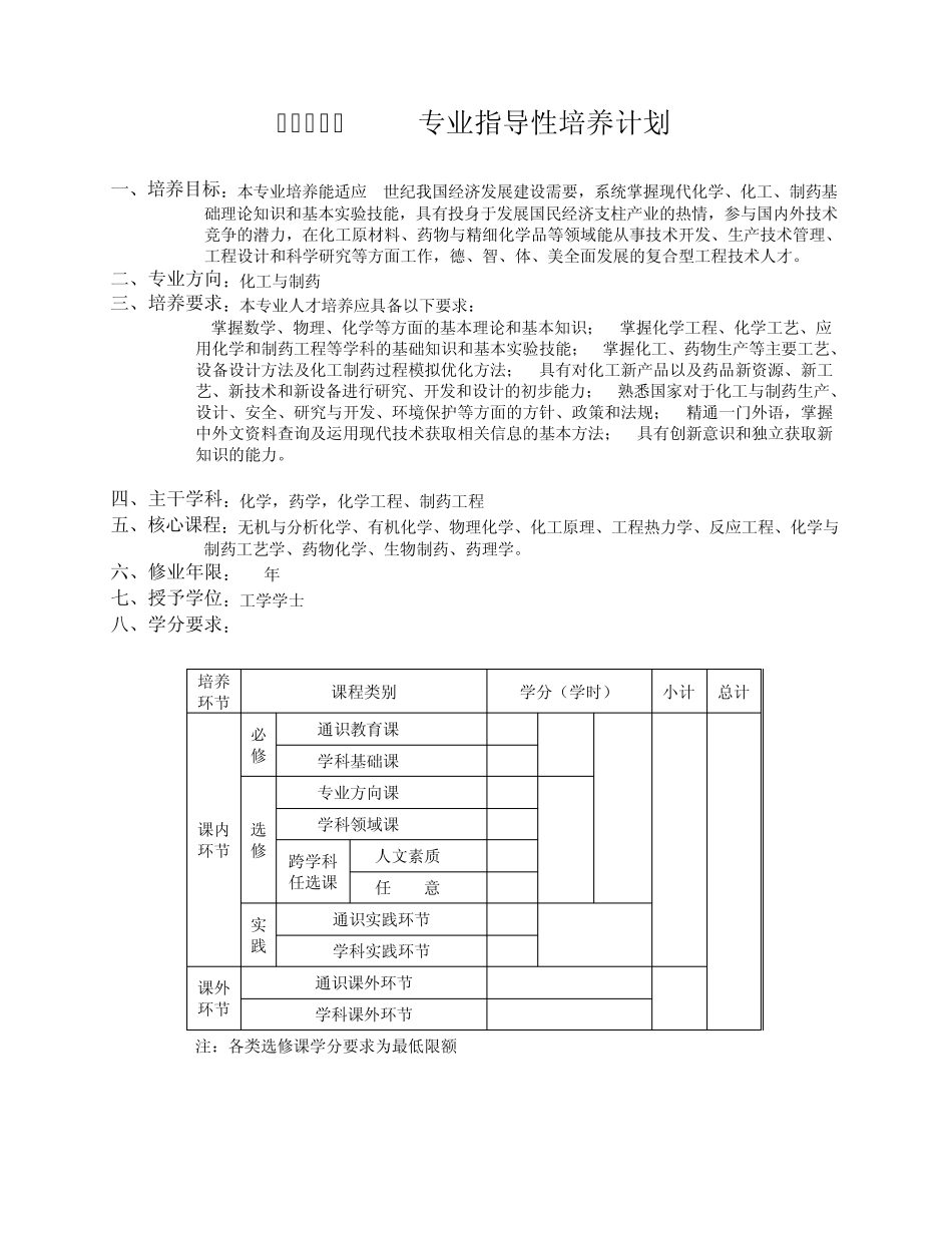 沈阳化工大学本科指导性培养计划化学工程学院沈阳化工大学_第2页