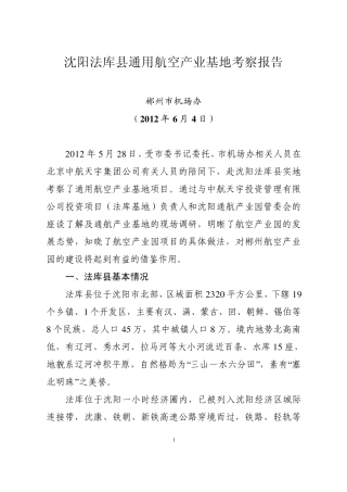 沈阳通用航空产业园调查报告