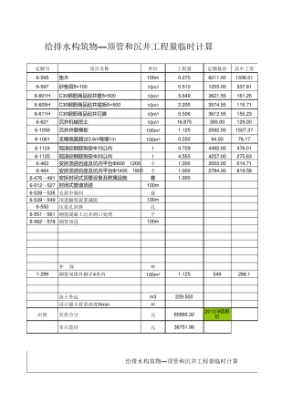 沉井工程预算Excel软件