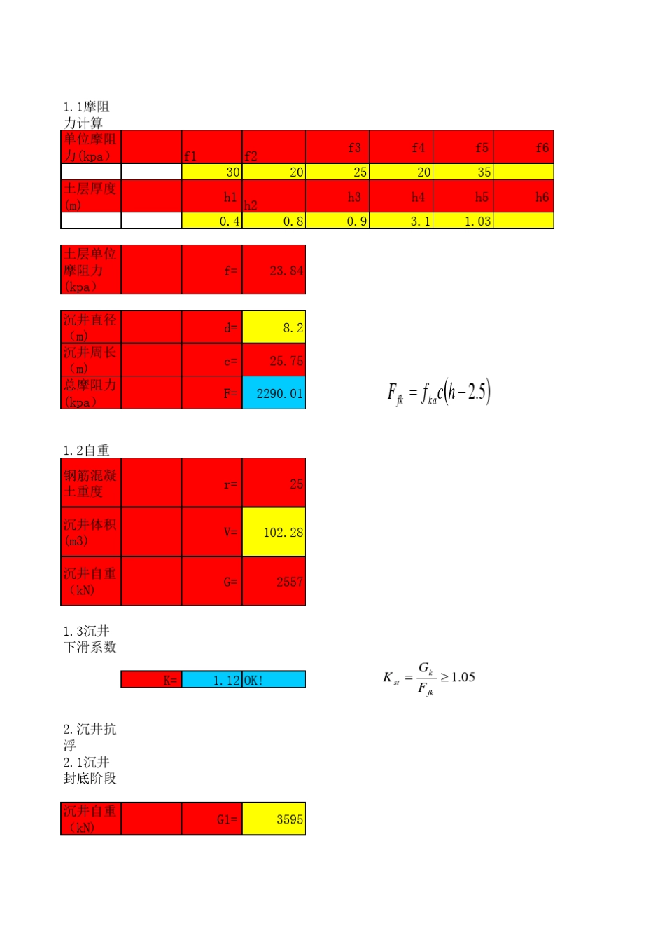 沉井自动计算表_第1页