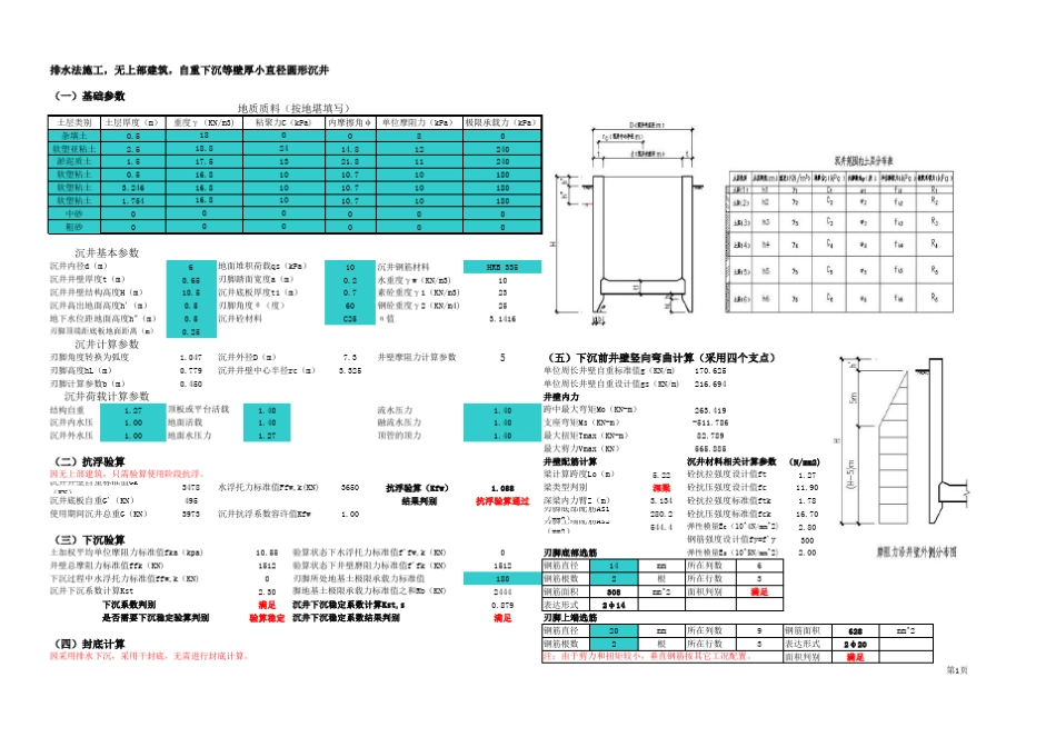 沉井计算计算表_第1页