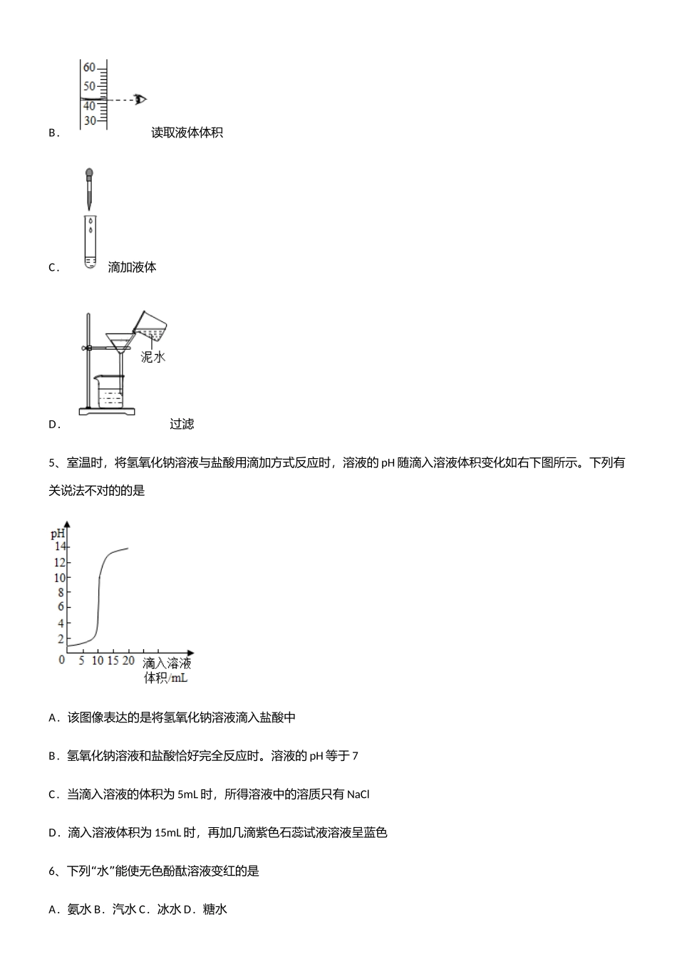 2025年初中九年级化学第十单元酸和碱知识点题库_第2页