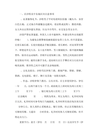 沙特注意事项