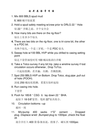 沙特现场钻井英语常用语